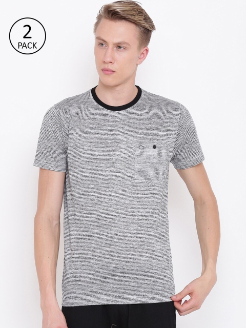 

Sweet Dreams Men Grey Striped Round Neck Lounge T-shirt