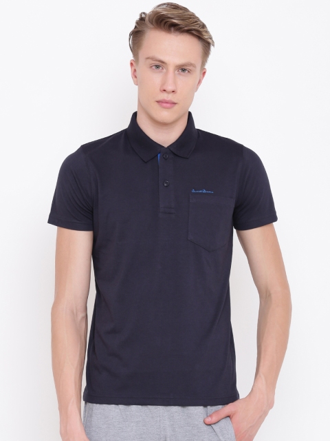 

Sweet Dreams Men Navy Blue Solid Polo Collar Lounge T-shirt MT-187518COM