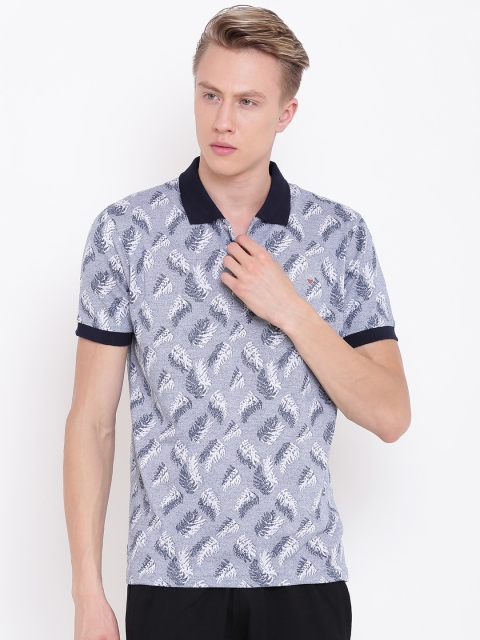 

Sweet Dreams Men Blue & White Printed Polo Lounge T-shirt