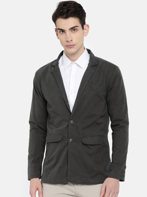 

FIFTY TWO Brown Self-Design Single-Breasted Casual Blazer