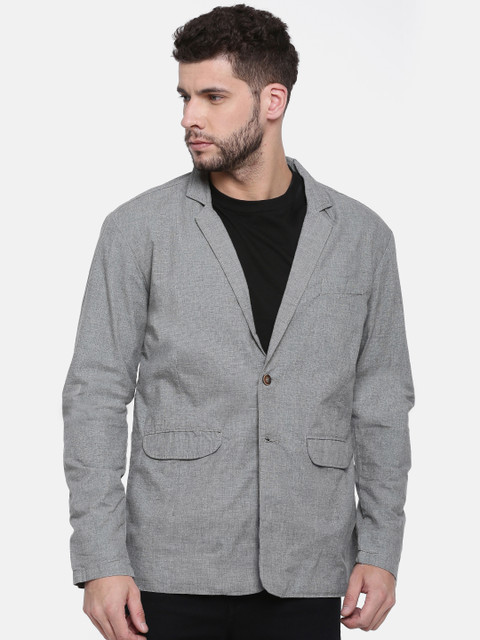 

FIFTY TWO Grey Single-Breasted Casual Blazer