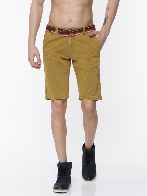 

FIFTY TWO Men Beige Washed Regular Fit Chino Shorts