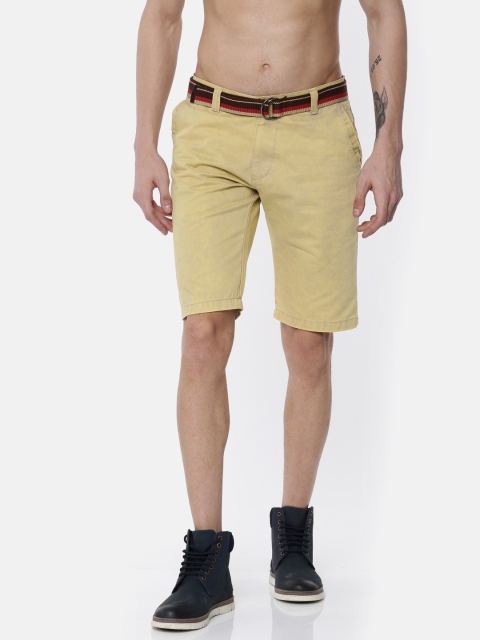 

FIFTY TWO Men Beige Solid Regular Fit Chino Shorts