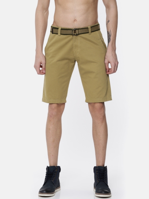 

FIFTY TWO Men Khaki Washed Regular Fit Chino Shorts