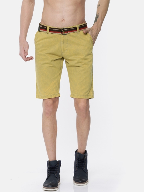 

FIFTY TWO Men Khaki Solid Regular Fit Chino Shorts