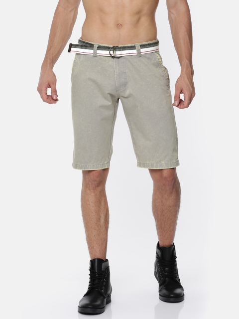 

FIFTY TWO Men Grey Washed Regular Fit Chino Shorts