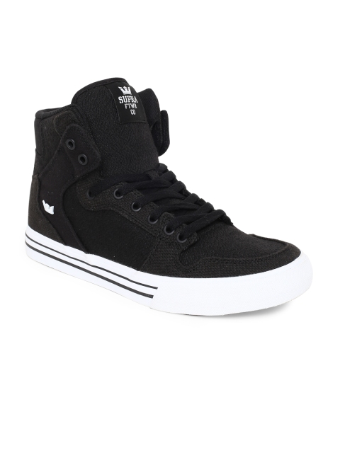 

Supra Men Black Solid Canvas Mid-Top Sneakers