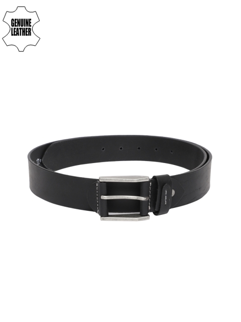 

Mast & Harbour Men Black Solid Leather Belt