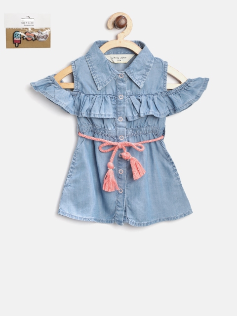 

Gini and Jony Girls Blue Solid Shirt Dress