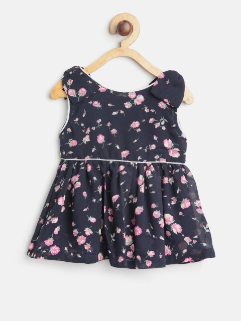 

Gini and Jony Girls Navy Blue & Pink Printed Fit & Flare Dress