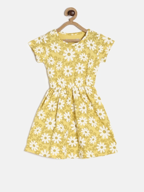 

Palm Tree Girls Yellow Printed Fit and Flare Dress