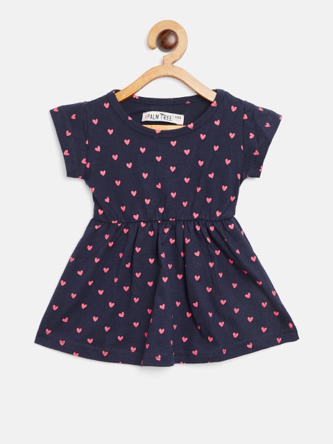 

Palm Tree Girls Navy Blue & Pink Fit and Flare Dress