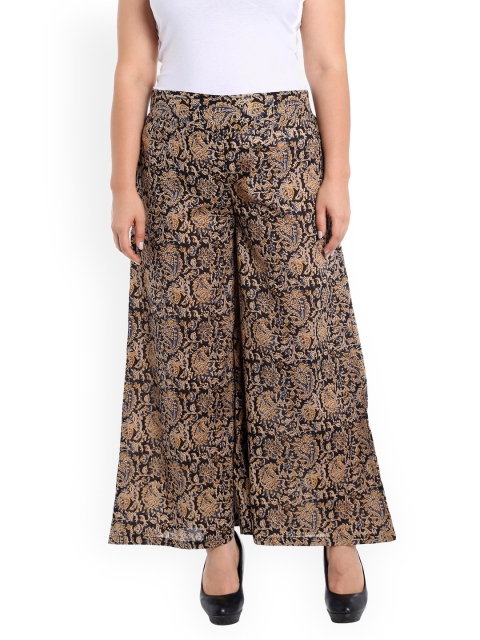 

Desi Weavess Women Black & Brown Printed Wide Leg Palazzos