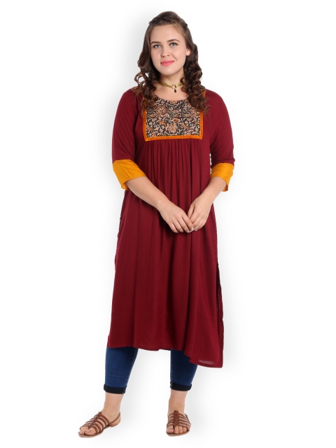 

Desi Weavess Women Rust Printed Straight Kurta