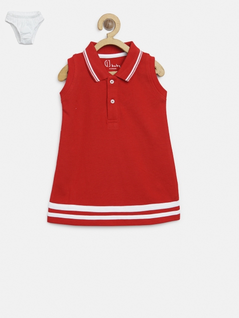 

Gini and Jony Girls Red Solid T-shirt Dress