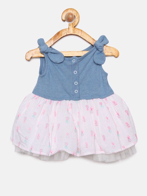 

Gini and Jony Girls Blue & White Printed Fit and Flare Dress