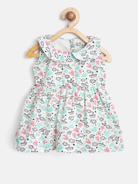 

Gini and Jony Girls White & Green Printed Fit and Flare Dress