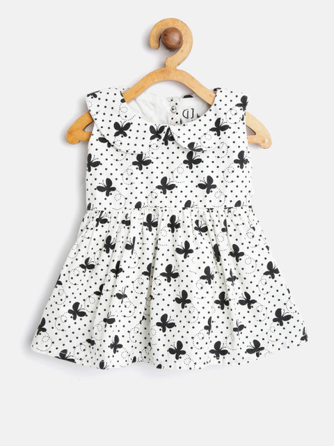 

Gini and Jony Girls White & Black Printed Fit & Flare Dress