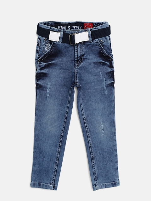 

Gini and Jony Boys Blue Slim Fit Mid-Rise Low Distress Stretchable Jeans