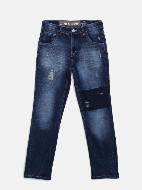 

Gini and Jony Boys Blue Regular Fit Mid-Rise Low Distress Stretchable Jeans