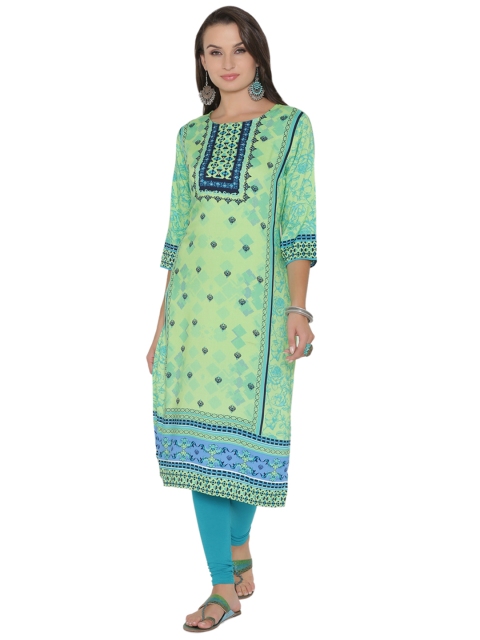 

Shree Women Green Printed Straight Kurta