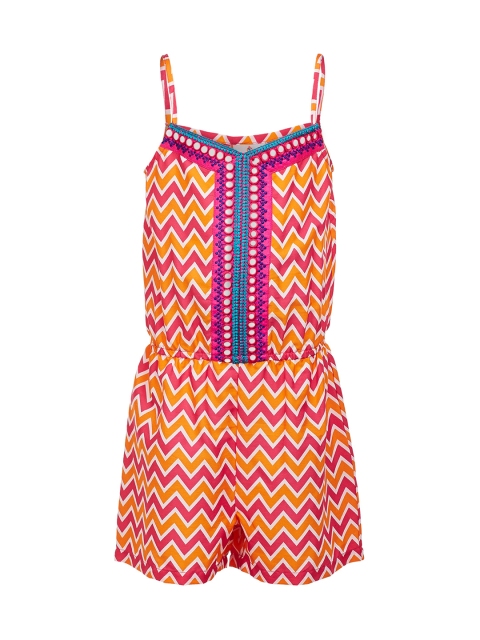 

Oxolloxo Girls Orange & Pink Printed Playsuit