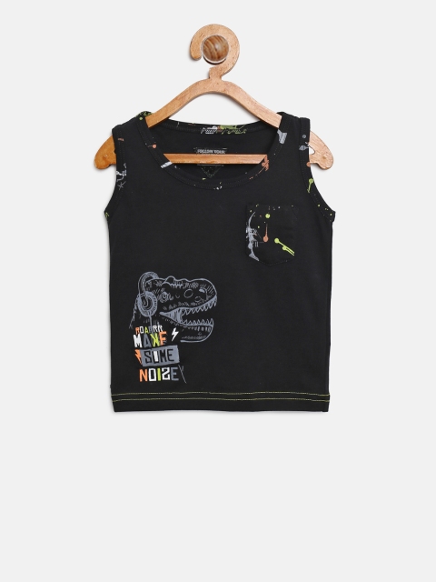 

Gini and Jony Boys Black Printed Round Neck T-shirt