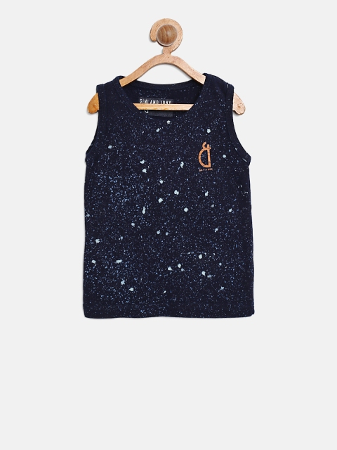 

Gini and Jony Boys Navy Blue Printed Round Neck T-shirt