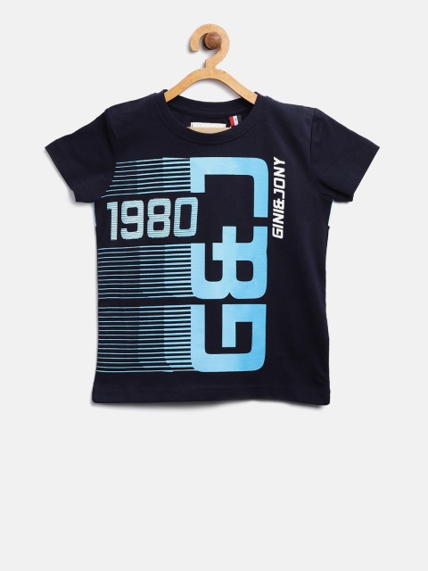 

Gini and Jony Boys Navy Blue Printed Round Neck T-shirt