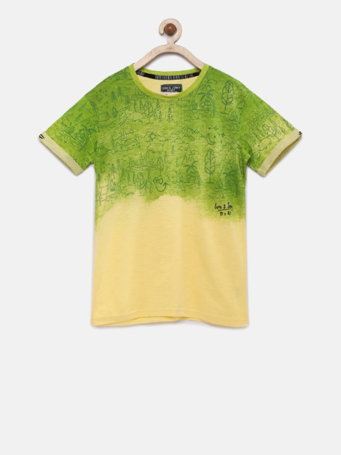 

Gini and Jony Boys Yellow & Green Printed Round Neck T-shirt