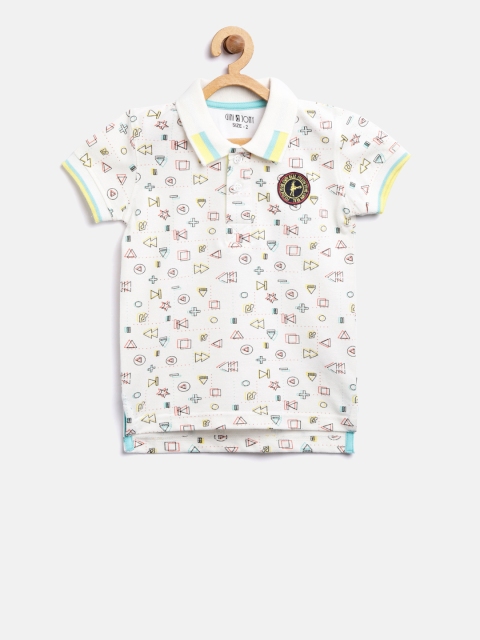 

Gini and Jony Boys Off-White Printed Polo T-shirt