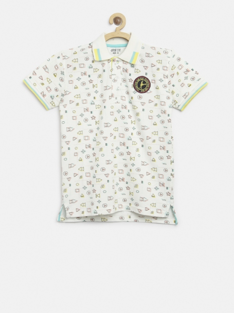 

Gini and Jony Boys Off-White Printed Polo T-shirt