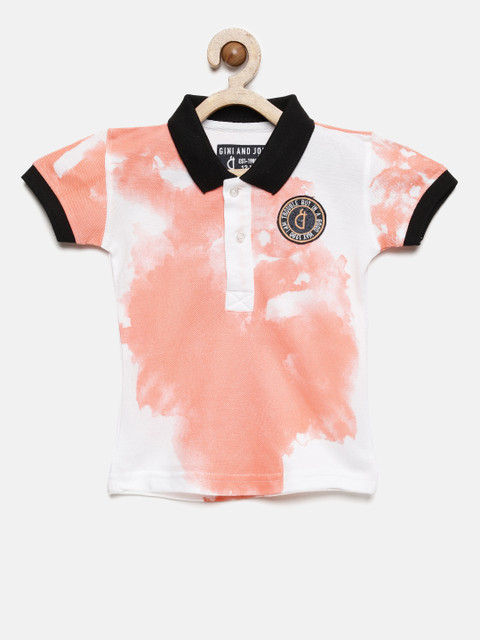 

Gini and Jony Boys White Printed Polo Collar T-shirt