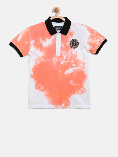 

Gini and Jony Boys Peach-Coloured & White Printed Polo Collar T-shirt