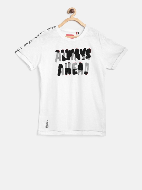 

Gini and Jony Boys White & Black Printed Round Neck T-shirt