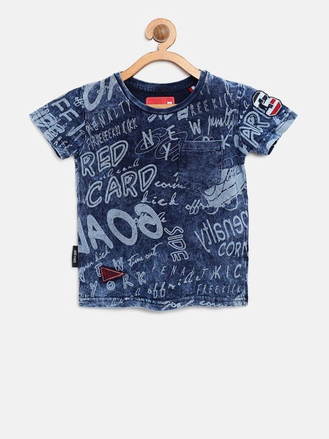 

Gini and Jony Boys Blue Printed Round Neck T-shirt