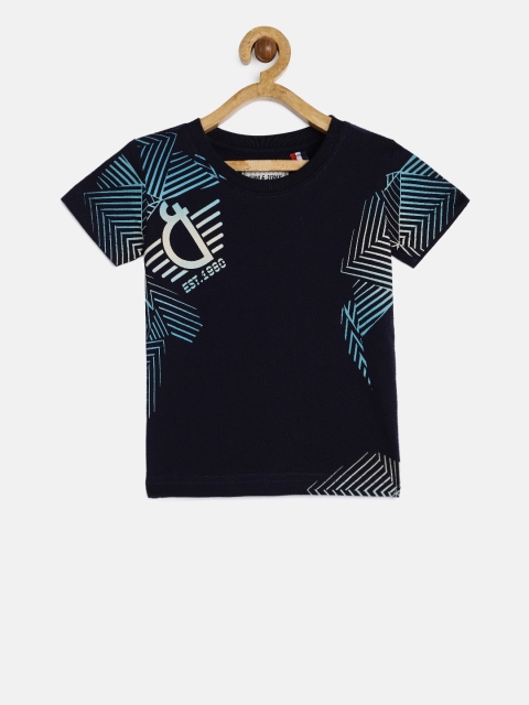 

Gini and Jony Boys Navy Blue Printed Round Neck T-shirt