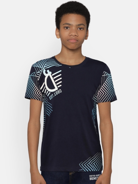 

Gini and Jony Boys Navy Blue Printed Round Neck T-shirt