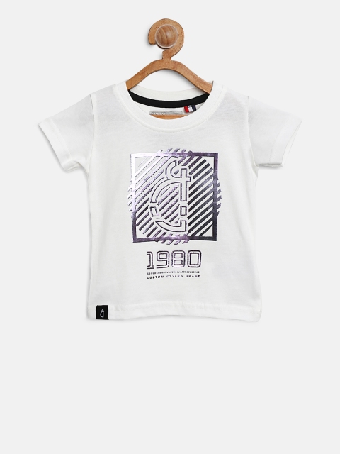 

Gini and Jony Boys White Printed Round Neck T-shirt