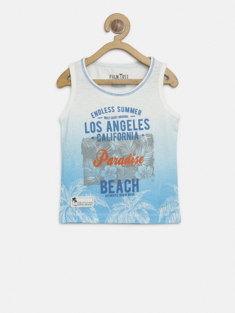 

Palm Tree Boys Turquoise Blue Printed Round Neck T-shirt