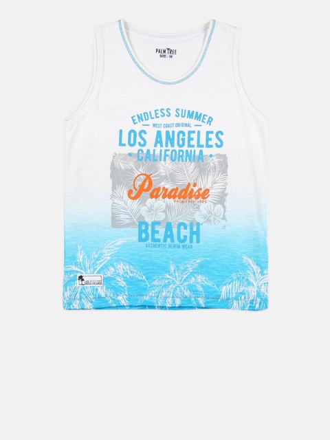 

Palm Tree Boys White Printed Round Neck Pure Cotton T-shirt