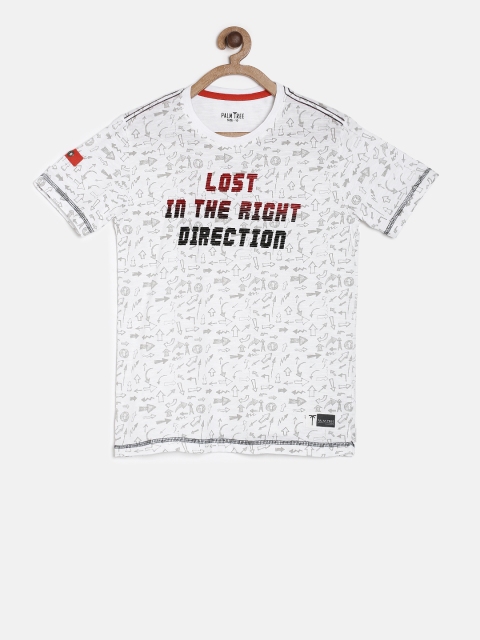 

Palm Tree Boys White Printed Round Neck T-shirt
