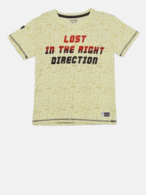 

Palm Tree Boys Yellow Printed Round Neck T-shirt