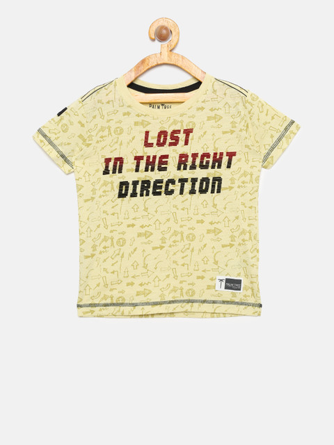 

Palm Tree Boys Yellow Printed Round Neck T-shirt