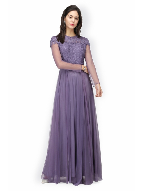 

Eavan Women Lavender Embroidered Fit and Flare Dress
