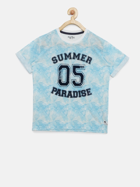 

Palm Tree Boys Blue Printed Round Neck T-shirt