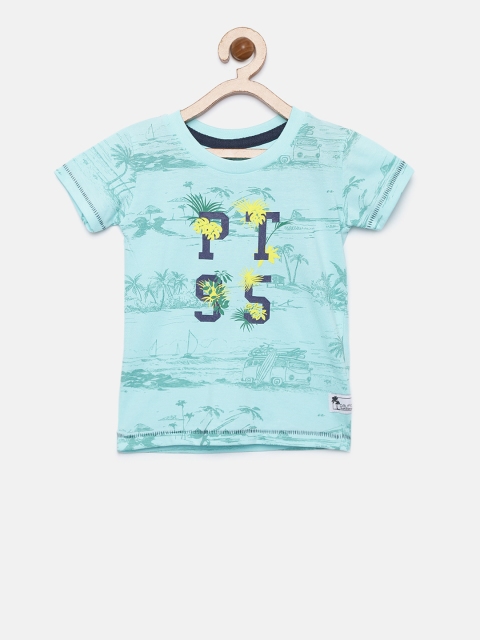 

Palm Tree Boys Sea Green Printed Round Neck T-shirt