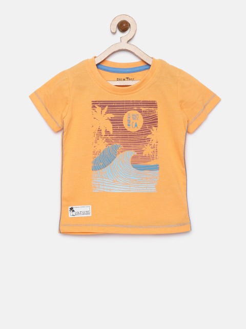 

Palm Tree Boys Orange Printed Round Neck T-shirt