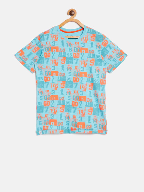 

Palm Tree Boys Blue & Orange Printed Round Neck T-shirt