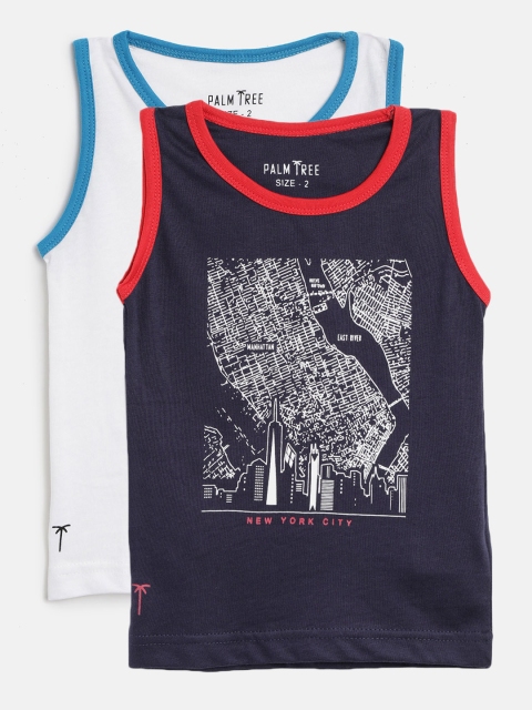 

Palm Tree Boys Pack of 2 Printed Sleeveless T-shirts, Navy blue